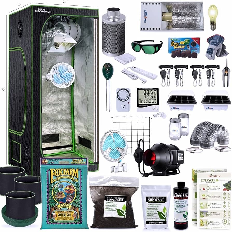 indoor cannabis grow tent environmental control setup
