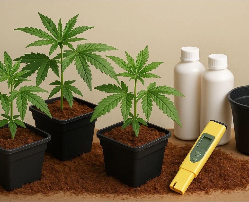 Beginner cannabis grow setup using coco coir