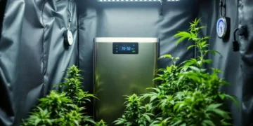 dehumidifier inside cannabis grow tent